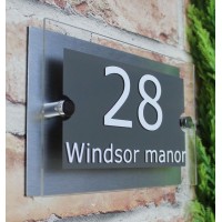 House Number Plaques Glass Effect Acrylic Signs Door Plates Name Wall Display   202274519385